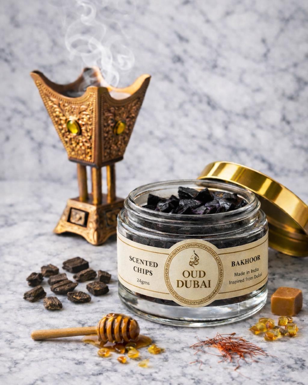 Nayeem Oud Dubai Bakhoor Scented Chips 24g, Premium Oud Wood Fragrance Long Lasting Aromatic Bakhoor for Home Prayer Festive Rituals - Nayeem Perfumes 